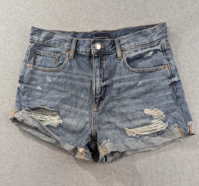 Aeropostale Denim Shorts Womens SZ 12 Blue Cut Off Mom Faded Whiskers Distressed - Image 1 of 4