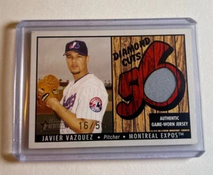 /56 Javier Vazquez 2003 Bowman Heritage Baseball Game Used Jersey Card Expos - Picture 1 of 3