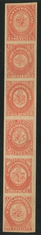 NEWFOUNDLAND #2, 4, 6, 7, 8, 9 MINT REPLICA/FORGERY STRIP OF 6 Cover