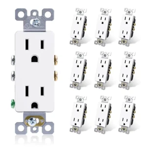 ELEGRP Decor 15 Amp 125 Volt selbsterdende Duplex-Steckdose, weiß (10er-Packung) - Bild 1 von 5