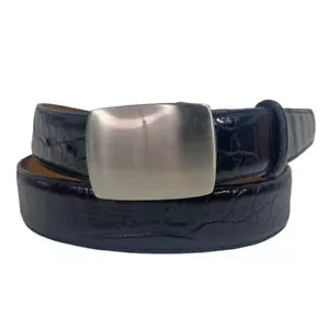 TRAFALGAR Gürtel Gr. 34 Leder mit Krokodillederprägung schwarz hergestellt in den USA #B1327 - Bild 1 von 3
