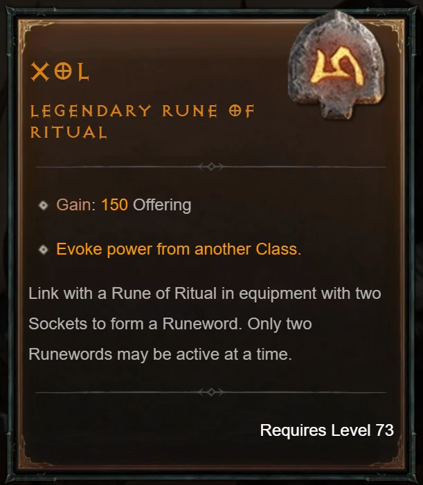 🔥DIABLO 4 - XOL Rune - Softcore - Seasonal Or Eternal - Vessel of Hatred - Image 1 of 1