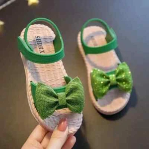 Kids Shoes Summer Girls Sandals Bow Non-slip Soft Soled Versatile Solid. - Picture 1 of 26