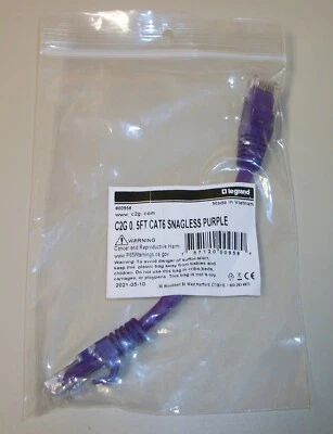 New C2G Legrand Snagless 0.5ft Cat 6 Purple Network Patch Cable Cord #00958 2021 - Image 1 of 4