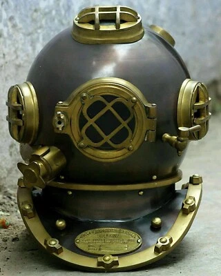Casco de buceo antiguo de buzos marinos de aguas profundas Mark V de 18" de la Marina de los Estados Unidos Foto 1 de 4
