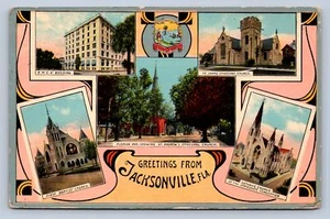 J93/ Jacksonville Florida Postcard c1910 Fancy 5View Church YMCA 191 - Picture 1 of 4
