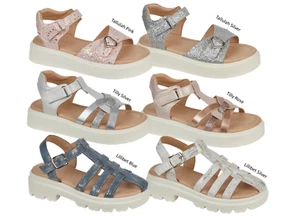 GIRLS FASHIONABLE SUMMER SANDALS DIAMANTE DETAIL PARTY HOLIDAYS SHOE SIZE 10-2 - Picture 1 of 34