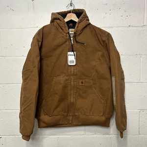 Carhartt Duck Canvas Hooded Quilt-Lined Jacket “Brown” J130-211 Men’s Large New - Picture 1 of 11