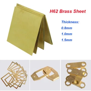 H62 Brass Metal Sheet Plate Copper Board Thick 0.8mm 1mm 1.5mm For Metalworking - Picture 1 of 9