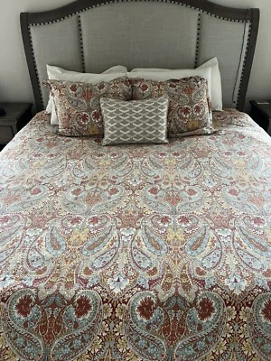 Pottery Barn King down comforter with MacKenna Duvets (Red and Blue) - Image 1 of 4