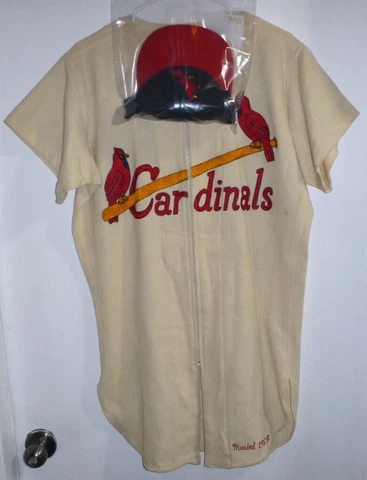 St. Louis Cardinals Stan Musial Replica Wool Jersey w/ Roman Baseball Cap Hat Cover