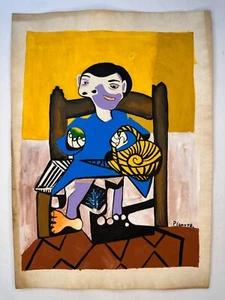 PABLO PICASSO Coa Certificate Drawing Vintage Painting Original Signed Stamped - Picture 1 of 3