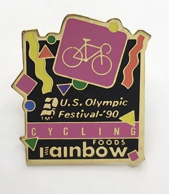 Prendedor sombrero solapa Rainbow Foods Festival Olímpico de Estados Unidos 1990 CICLISMO Foto 1 de 3