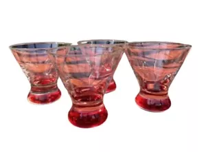 Crate and Barrel Dizzy Red Bottom Cocktail Martini or Cosmo Glasses (Set of 4) - Picture 1 of 7