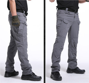 Mens Tactical Cargo Trousers Windproof Hiking Military Combat Outdoor Pants Chic