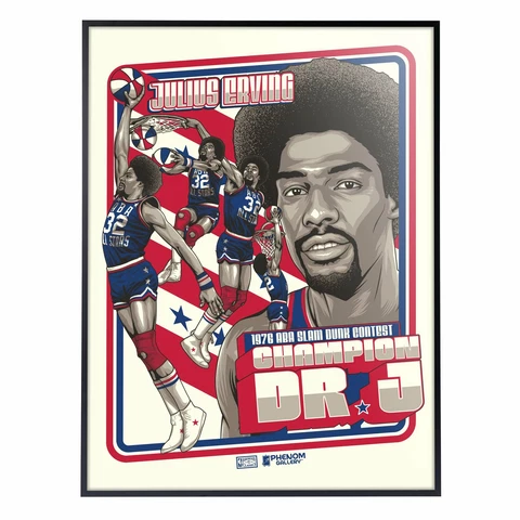 Julius "Dr. J." Erving 1976 NBA Slam Dunk Deluxe Framed Serigraph Print Cover