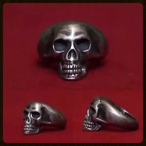 Silver Skull Head Ring, Biker Rocker SOA - Picture 1 of 12