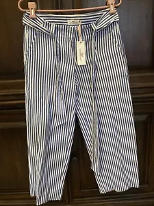 VINEYARD VINES Linen Blue White Stripe Catamaran Crop Pants Size 2 NWT $108 - Picture 1 of 4