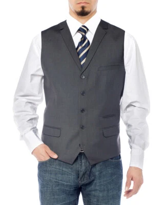 Salvatore Exte Hombres Muesca Solapa Informal Chaleco Calce Moderno Vestido Traje Chaleco Foto 1 de 4