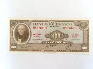 100 PESO MEXICO BANKNOTE 1970 HIDALGO SERIE BKG MEXICO - Picture 1 of 2