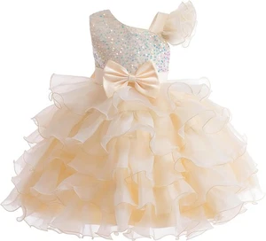 Girls Pageant Party Dress Ruffle Flower Kids Wedding Ball Gown 4-9 Years - Picture 1 of 5