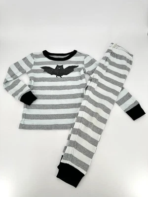 Gymboree Halloween Pijama Conjunto con Pantalones Talla 5 Gris Rayas Murciélago Foto 1 de 4