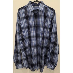 Bugatchi Uomo Classic Fit Long Sleeve Button Down Shirt Mens Large Blue - Picture 1 of 5