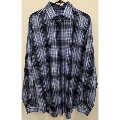 Bugatchi Uomo Classic Fit Long Sleeve Button Down Shirt Mens Large Blue - Image 1 of 4