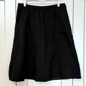 Eileen Fisher Black Cotton Crinkle Gauze Knee-length Skirt Women’s Size Medium - Picture 1 of 7