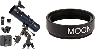 Grey 130mm EQ Reflector Telescope with Motor Drive & Moon Filter - Image 1 of 4