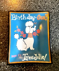 MCM Houze Art Glass Trinket Dish Birthday Poodle Tip Tray - Picture 1 of 1