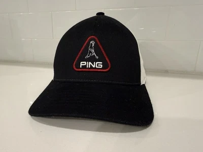 Ping Mr Ping Pingman Patch Flexfit Tech 110 Golf Hat SnapBack Black White - Image 1 of 4