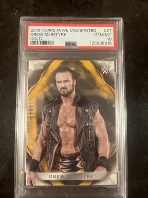 2019 Topps WWE Undisputed- Drew McIntyre GOLD Refractor 03/10 PSA 10 Gem Mint - Image 1 of 2
