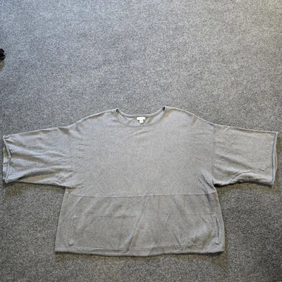 J Jill Sweater Women Size Medium Gray Kimono Sleeve Boxy Round Neck Casual Basic - Image 1 of 4