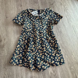 Lil Byer California Mädchen Kleid Strampler 4T dunkelblau gelb geblümt Vintage 90er - Bild 1 von 8