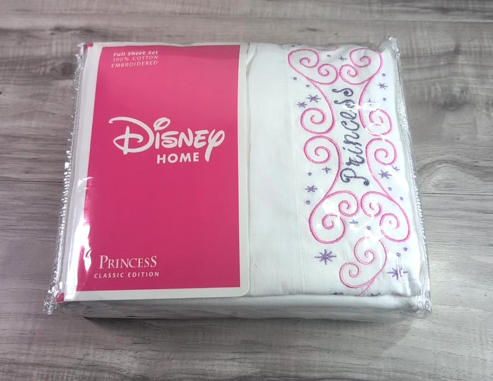 Disney HOME full Sheet Princess Classic Edition EMBROIDERED ( NEW ) Made in USA - Image 1 of 4