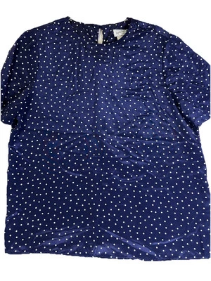 Vtg Jacqueline Ferrar Sport Women's Blouse size 12 Polka Dots Twee Retro Navy - Изображение 1 из 4