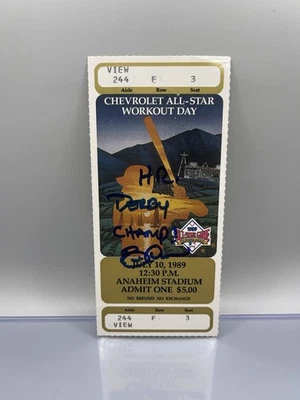 Eric Davis Signed Inscribed 1989 Home Run Derby Ticket Beckett Witnessed Auto L1 - Image 1 of 2
