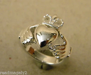 Lady's Women's Solid Silver Plated Irish Heart Claddagh Ring Size 7 Friendship - Picture 1 of 5