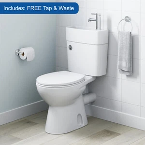 2-in-1 Close Coupled Toilet With Sink On Top - Tap & Waste Included Space Saving - Picture 1 of 12