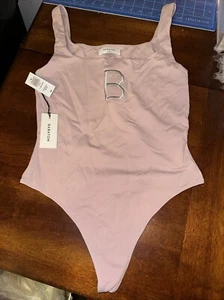 Babaton Branded M Beboe Pink Thong Tank Bodysuit NWT - Picture 1 of 8