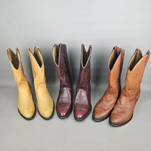 3 Pares De Botas De Vaquero De Colección Para Hombre Western Rodeo Talla 10.5 D Marrón Pull On UFCW - Imagen 1 de 24