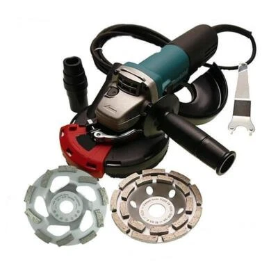 DIAMANT UNION Betonschleifer Set Winkelschleifer Makita + Absaughaube + 2 Diamant Schleiftopf
