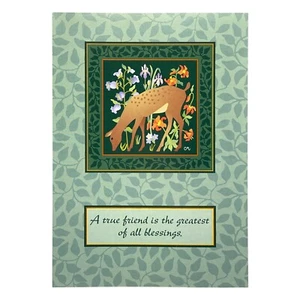 Süße Freundschaftskarte, Hirsch "Mittelalterlicher Wald" 1999 von Claire Murray + Umschlag - Bild 1 von 5