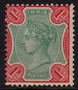 INDIA 1892-97 1r GREEN & ANILINE CARMINE, SG 106,  FINE MINT, CAT. £30 - Picture 1 of 2