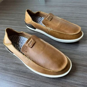 OluKai Kakaha Men’s Leather Slip On Loafers Shoes Size 9.5 $130 in Fox - Picture 1 of 17