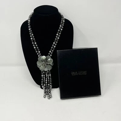 Joan Rivers Multistrand Black Flower Tassel Starlet Beaded Statement Necklace - Image 1 of 4