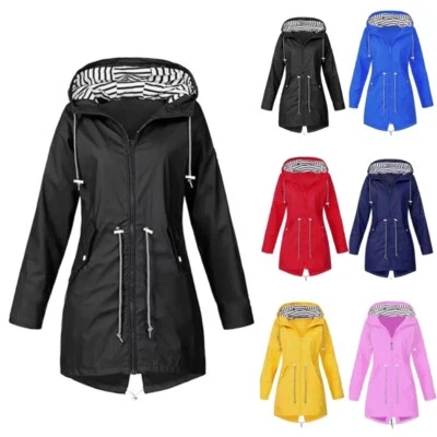 Womens Parka Hooded Jackets Raincoat Winter Warm Outwear Waterproof Hiking Coats - Image 1 of 4
