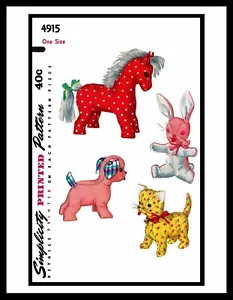 JUGUETE de peluche Simplicity 4915 patrón de tela gato gatito conejo perro caballo WOW - Imagen 1 de 4