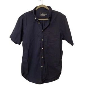 American Living Mens Sz M Blue  Solid Short Sleeve Button Down Shirt - Picture 1 of 4